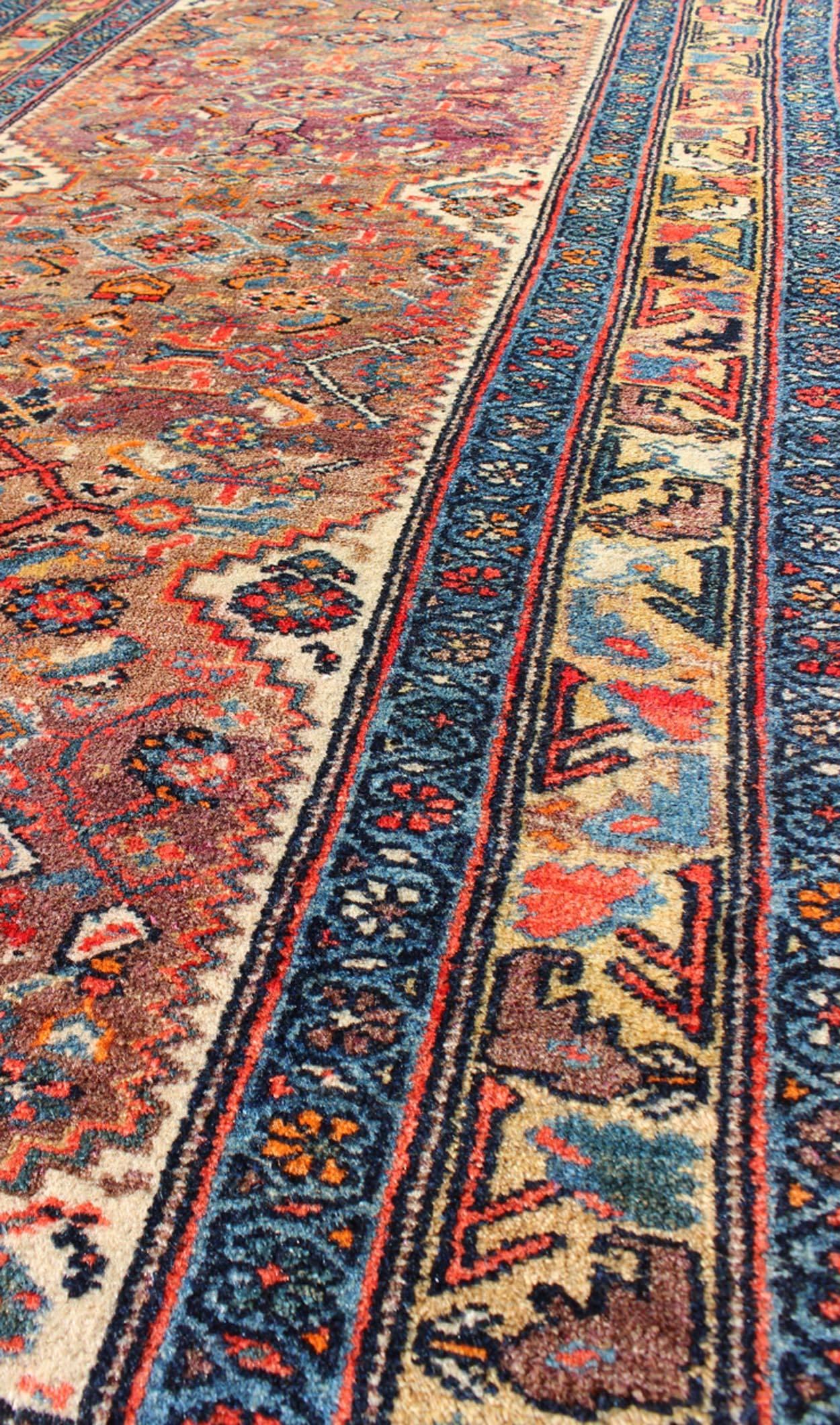 20th Century Antique Persian Fine Persian Malayer Short Runner in Great Condition  For Sale