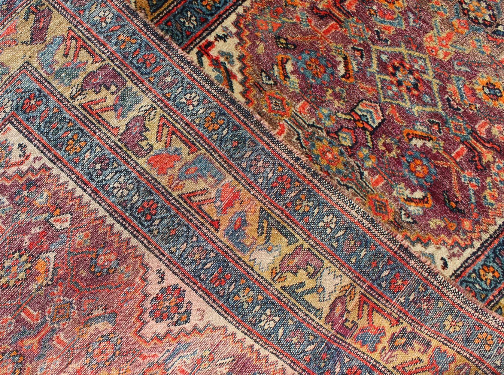 Wool Antique Persian Fine Persian Malayer Short Runner in Great Condition  For Sale