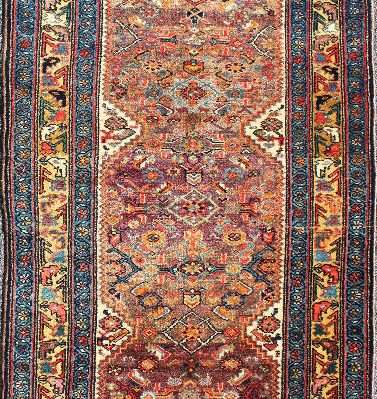 Hand-Knotted Antique Persian Fine Persian Malayer Short Runner in Great Condition  For Sale