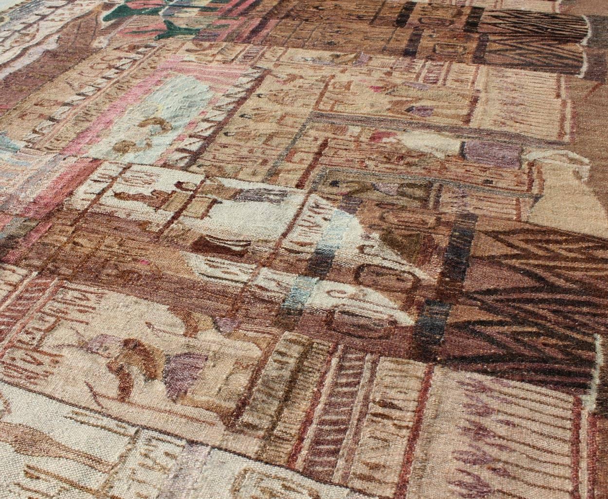 Seltener Vintage-Wandteppich mit exquisiter Szene der ägyptischen Architektur und Säulen (Ende des 20. Jahrhunderts) im Angebot