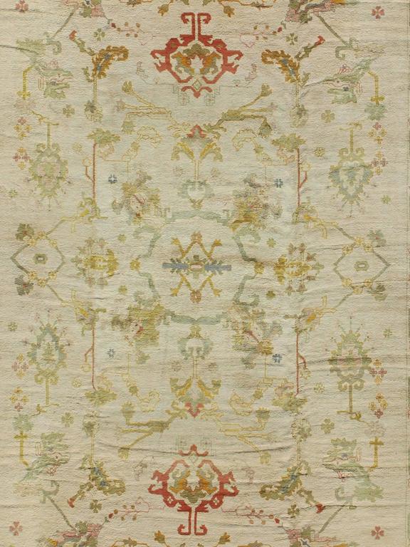Vintage Spanish Rug with Coral and Ivory For Sale at 1stdibs
