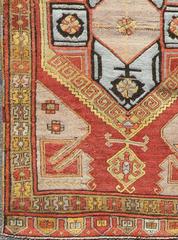 Long Vintage Turkish Oushak Gallery Runner With Geometric Medallions