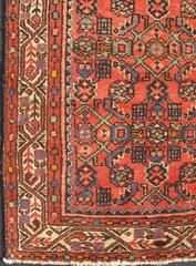 Long Persian Runner with Terracotta Field and Geometric Pattern