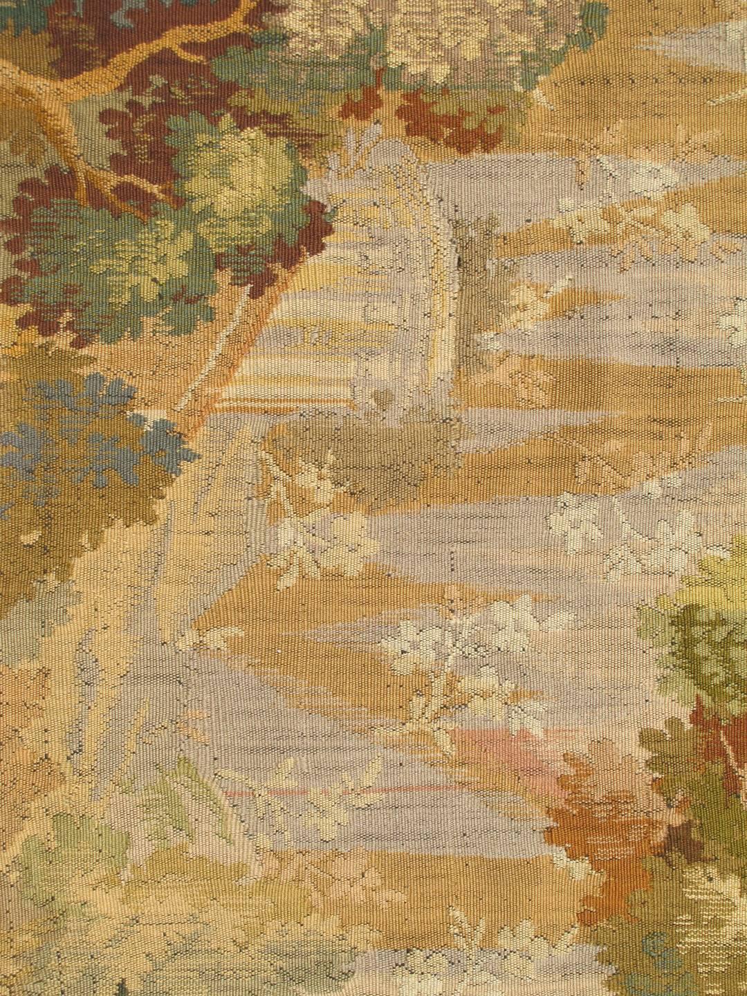French Provincial European Tapestry with Abundant Woodland Setting and Dramatic Composition