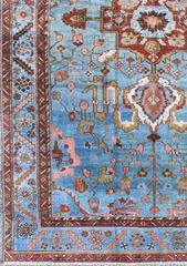 Early 20th Century Antique Persian Malayer Rug with Blue Field and Bold Botanics
