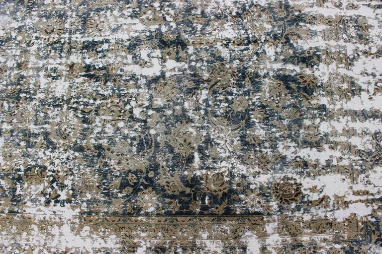 Distressed Vintage Persian Rug with Modern Design in Shades of Taupe