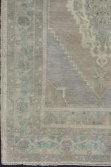 Vintage Turkish Oushak Rug in Lavender, Light Green, Gray