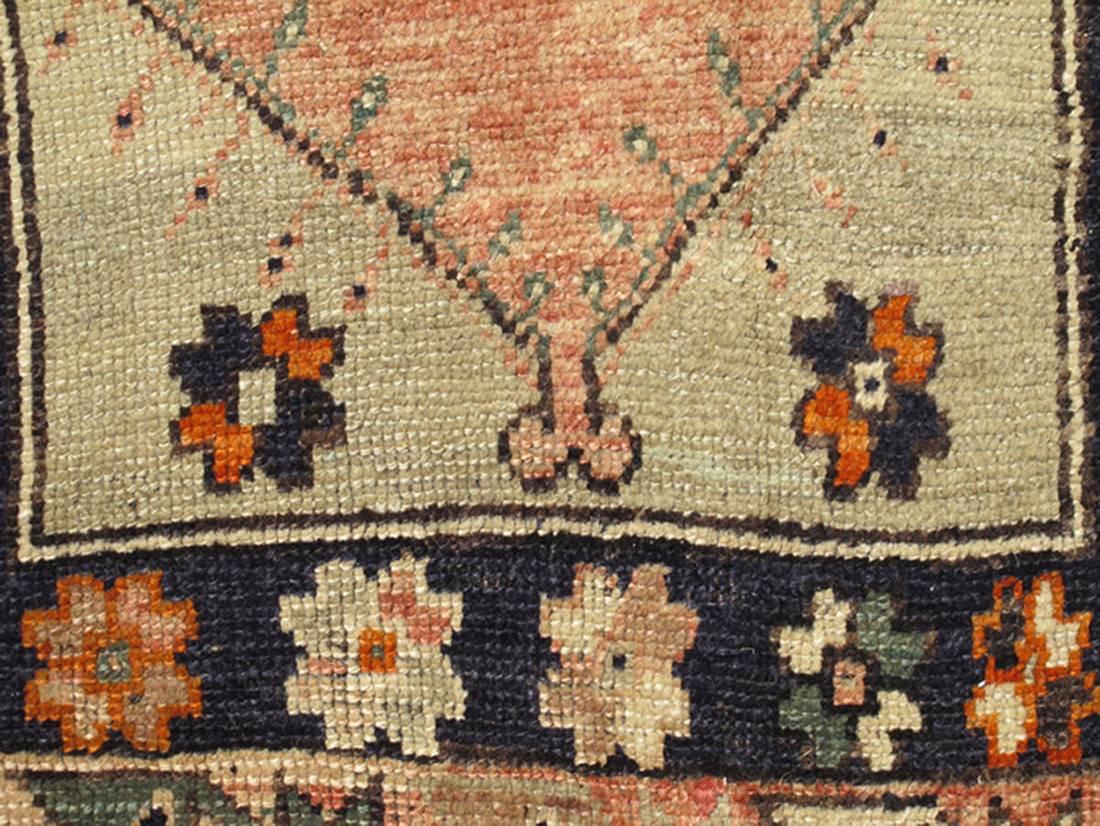 Vintage Turkish Oushak Rug with Multiple Defining Borders of Geometric Florals In Excellent Condition In Atlanta, GA