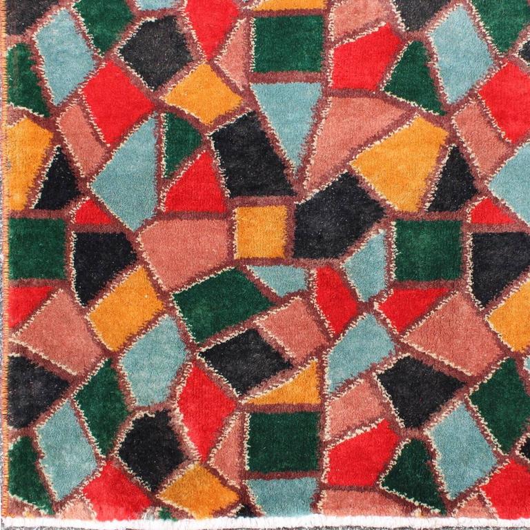 MidCentury Modern Design Rug with TileInspired Design and Unique