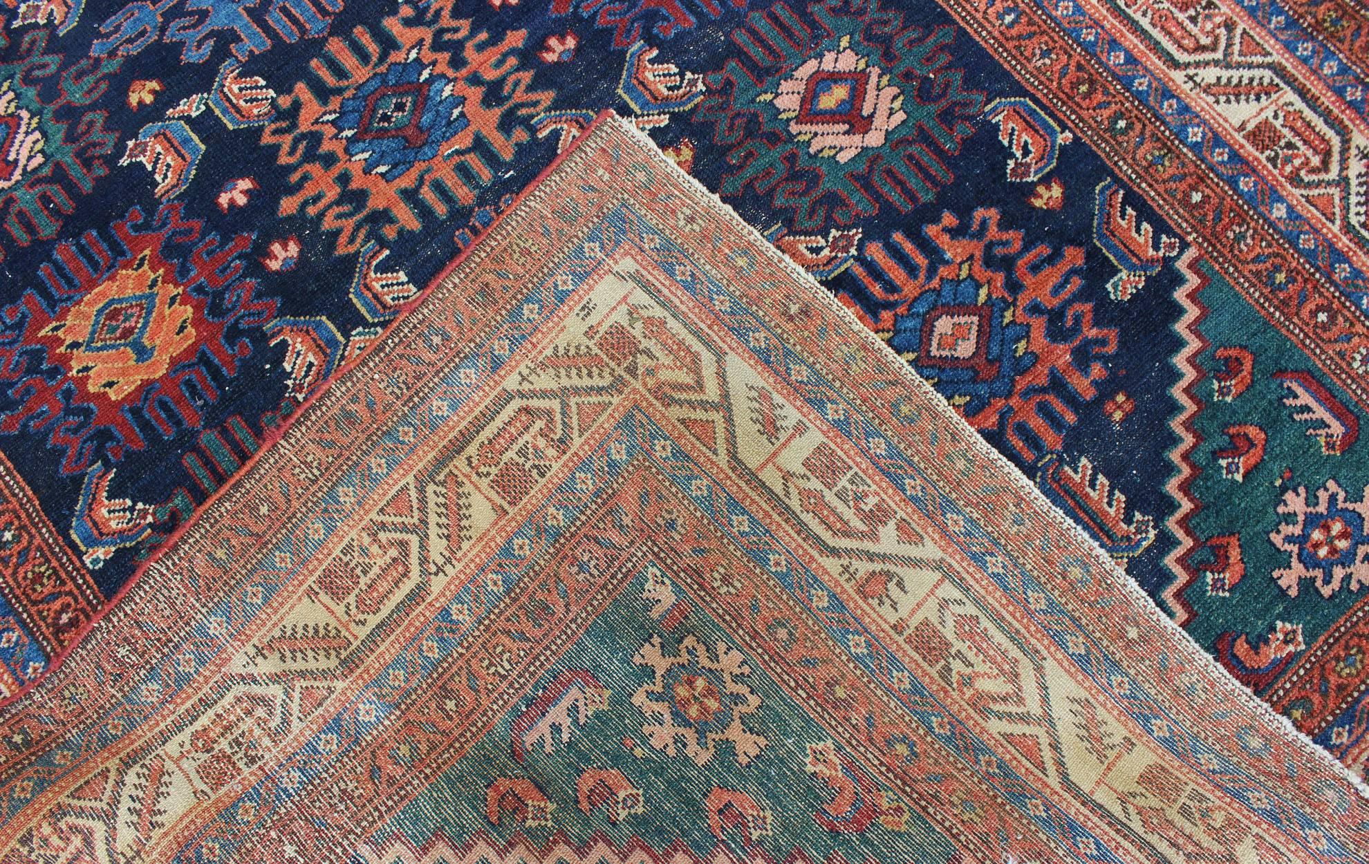 Wool Antique Persian Malayer Carpet with Colorful, All-Over Sub-Geometric Design For Sale