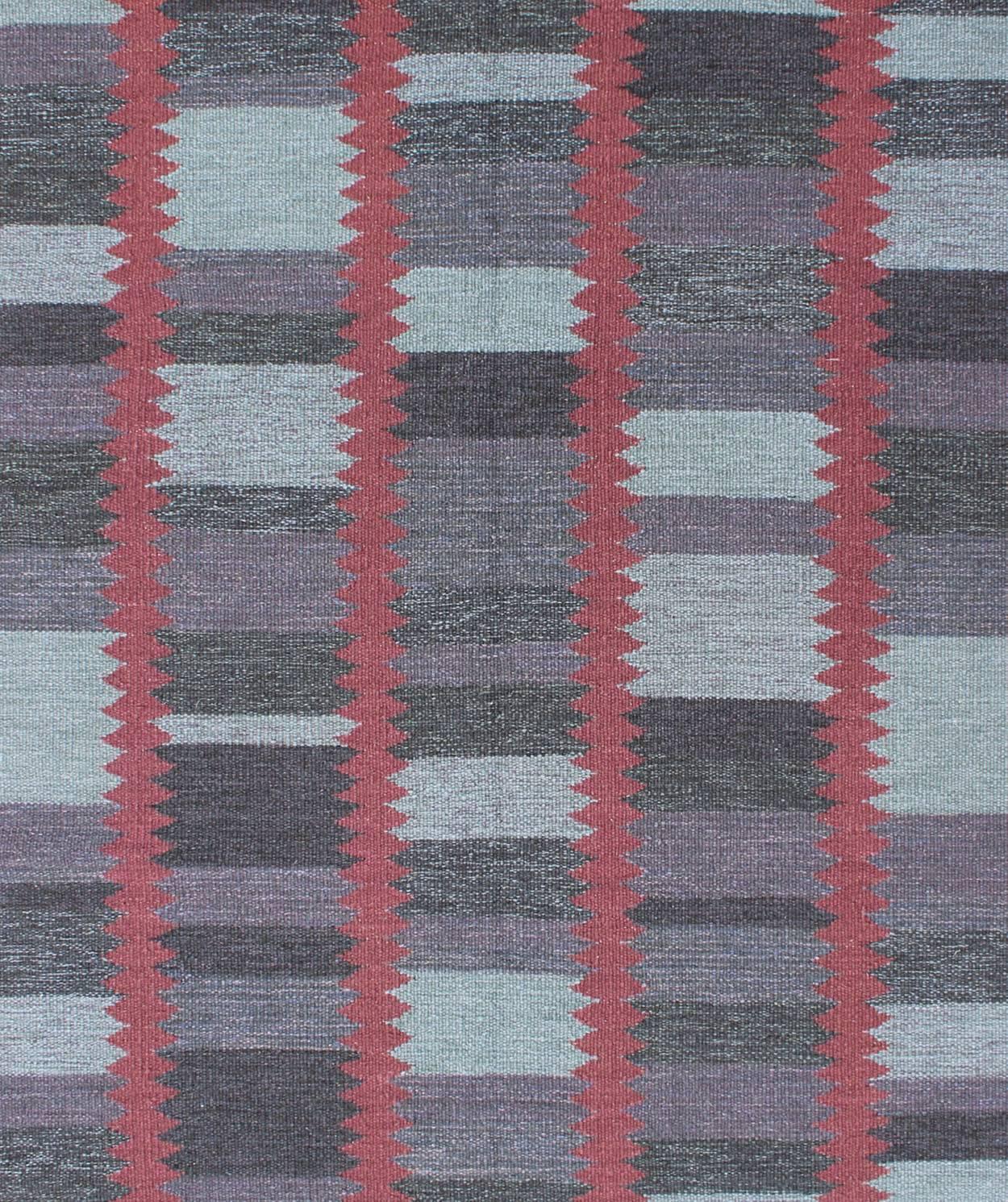 Scandinavian Modern Modern Scandinavian Flat-Weave Design with Geometric Design by Keivan Woven Arts For Sale