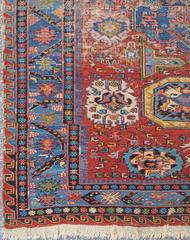Antique Caucasian 19th Century Sumac Rug in Varying Colors of Red, Green & Blue