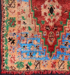 Midcentury Moroccan Rug with Diamond Medallion and Tribal Figures