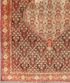 Antique Persian Senneh Rug with Unique Medallion and All-Over Design