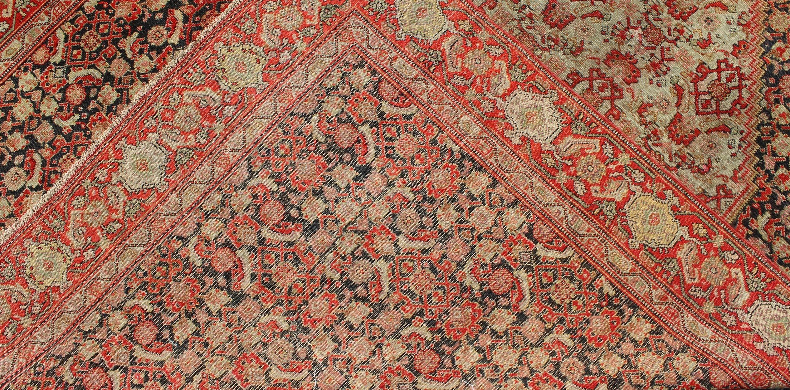 Late 19th Century Antique Persian Senneh Rug with Unique Medallion and All-Over Design For Sale