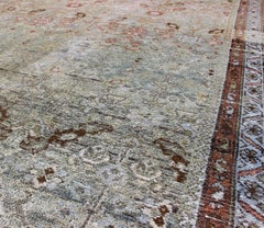 Persian Malayer Rug with Vining Blossoms Design in Red/Brown, Light Blue & Gray