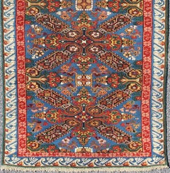 Rare Antique Seychour Caucasian Runner in Beautiful Multi Colors