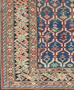 Amazing Antique Caucasian Chi Chi in Medium Blue Background and Brown Border