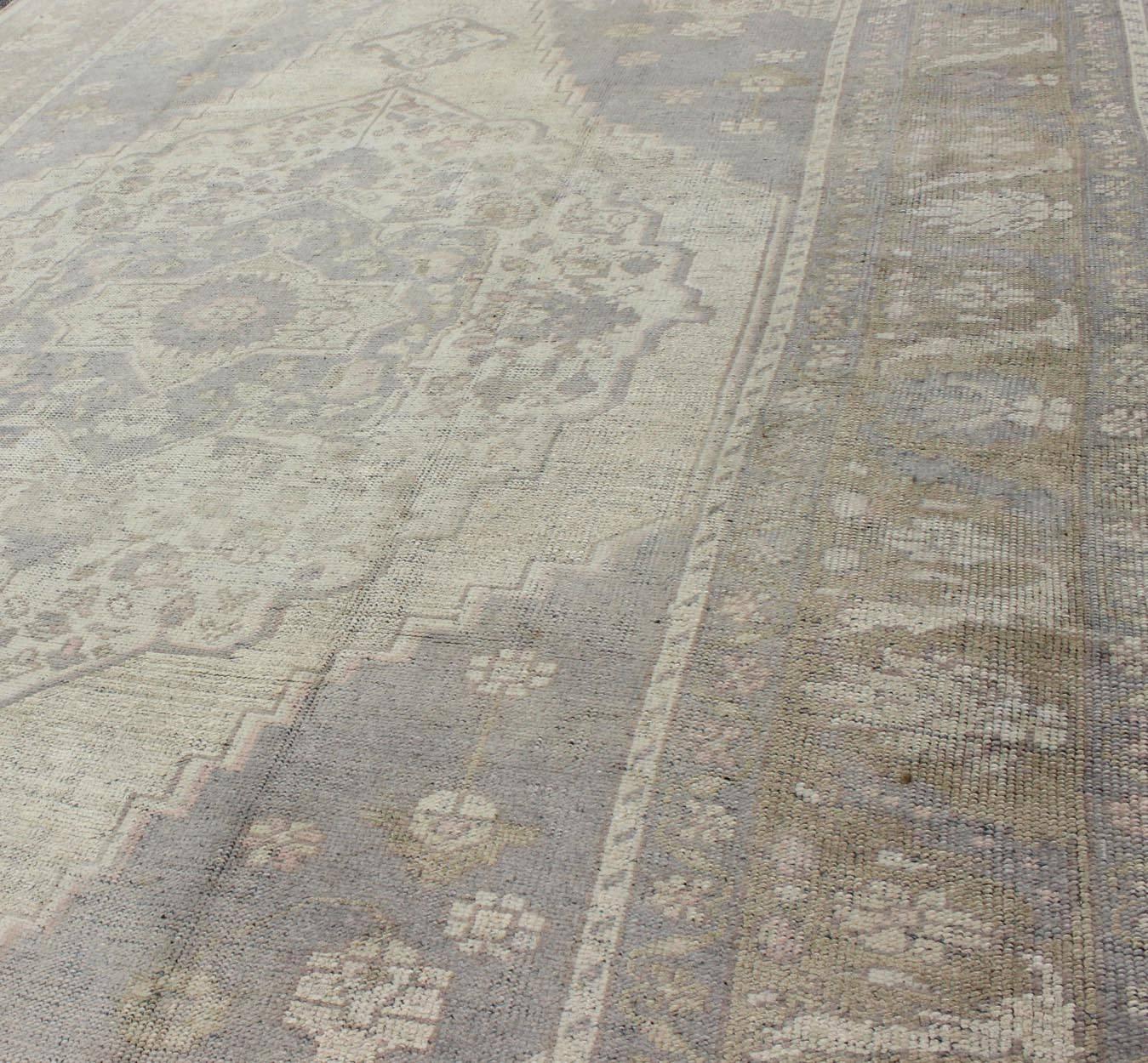 Mid-20th Century Vintage Oushak in Muted Colors of Gray, Taupe, Cream and Light Brown