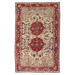 Antique Turkish Sivas Rug with Red, Taupe, Light Green and Cream Colors