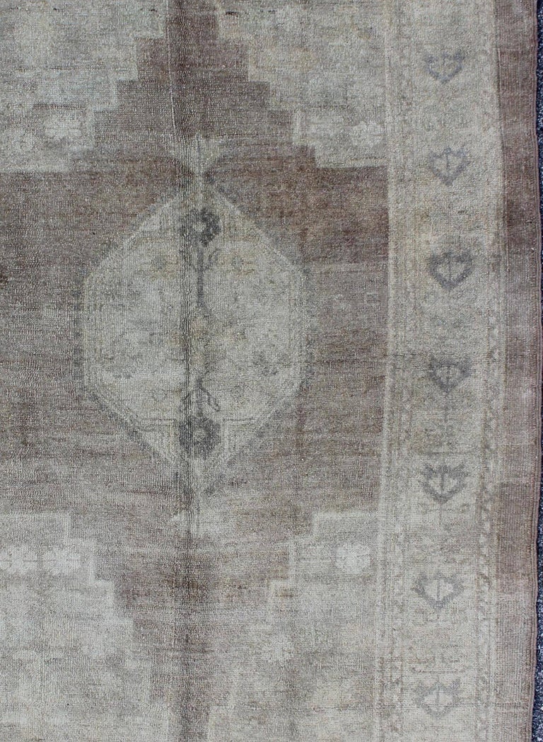 Vintage Oushak Rug rug with Mocha Color and Pale Neutral Tones at 1stDibs