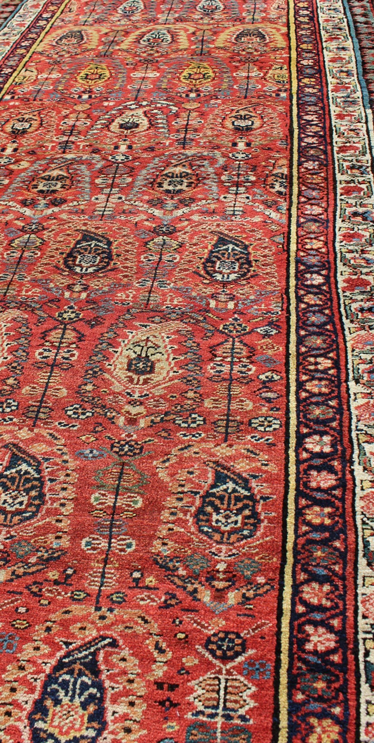Early 20th Century Antique Persian Serab Runner with Boteh and Paisley Design  3'9 x 10' For Sale