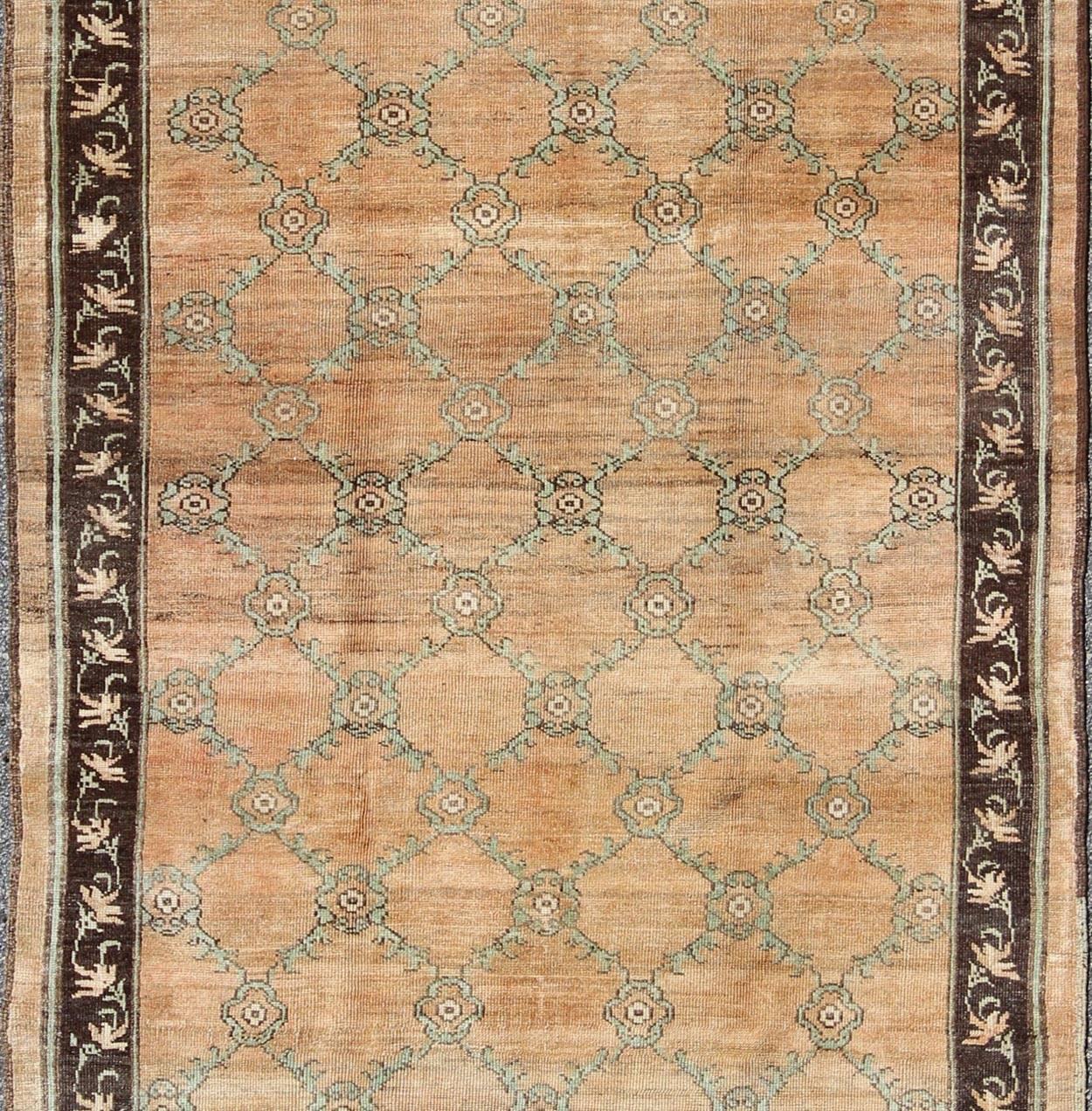 Hand-Knotted Gallery Turkish Oushak For Sale