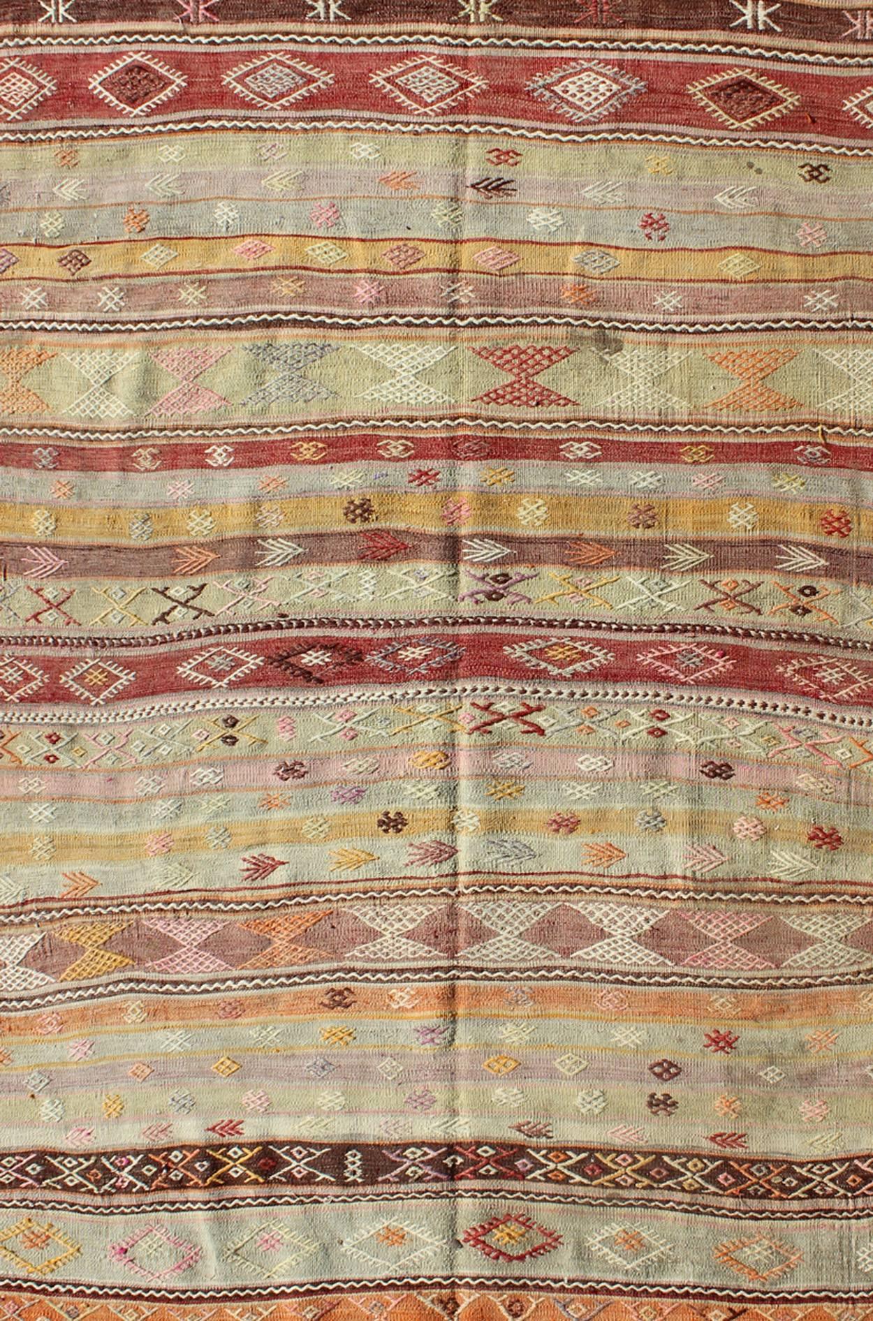 Oushak Large Vintage Turkish Flat Weave Kilim