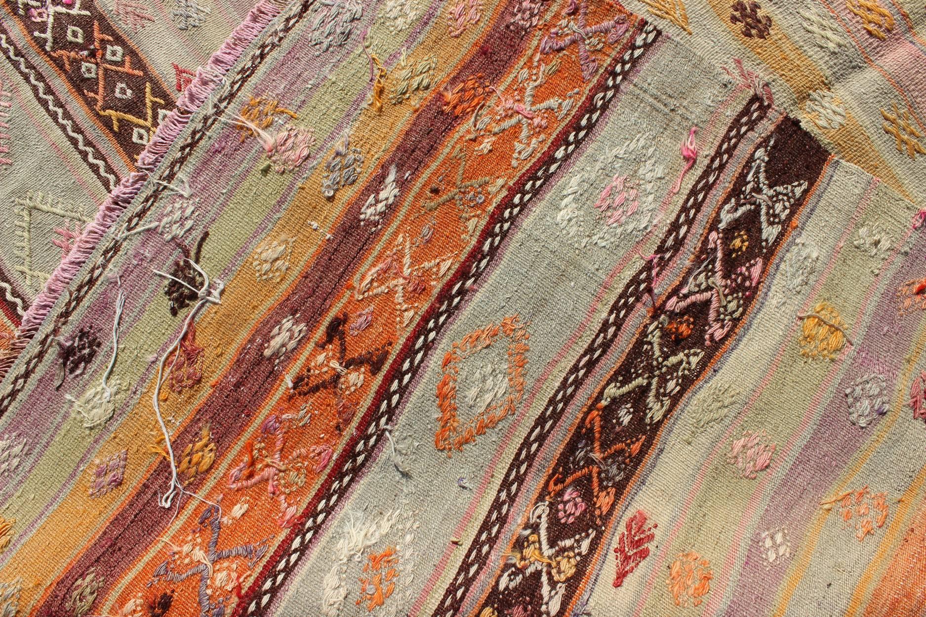 Large Vintage Turkish Flat Weave Kilim 1