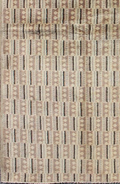 Vintage Zeki Müren Rug with a Modern Design in Earth Tones