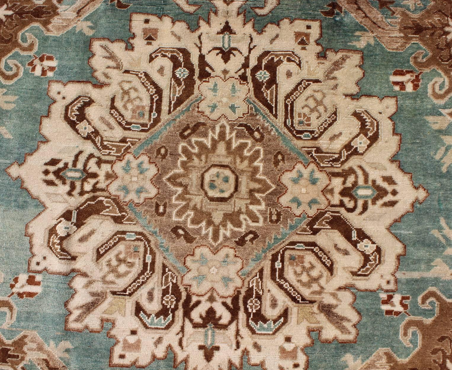 20th Century Unique Vintage Turkish Carpet with Geometric Design Inspired by Caucasian Design For Sale