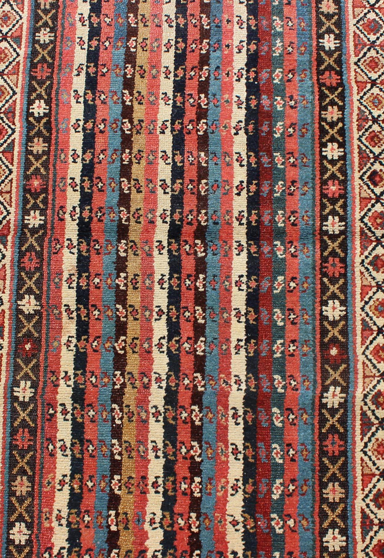 Late 19th Century Uniquely Designed Antique Persian Camel Hair Serab Runner with Vertical Stripes