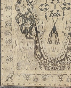 Turkish Antique Sevas Rug with Fine Weave in Gray Green and Taupe