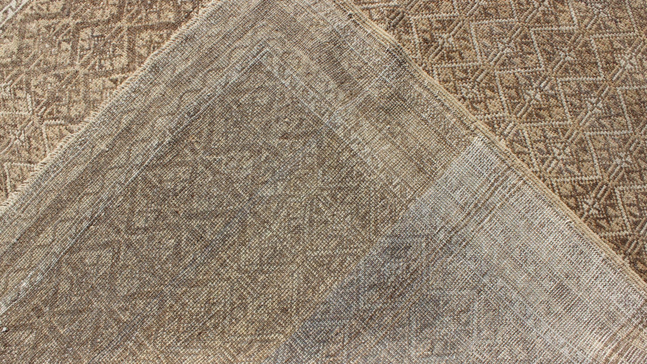 Hand-Knotted Unique Turkish Rug with Brown and Neutral Colors For Sale