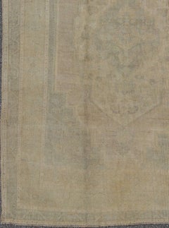 Vintage Turkish Oushak Rug with Neutral Colors, Taupe, Gray and Ivory