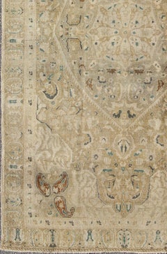 Very Fine Turkish Sivas Rug with Classic Design in Neutrals, Camel and Green