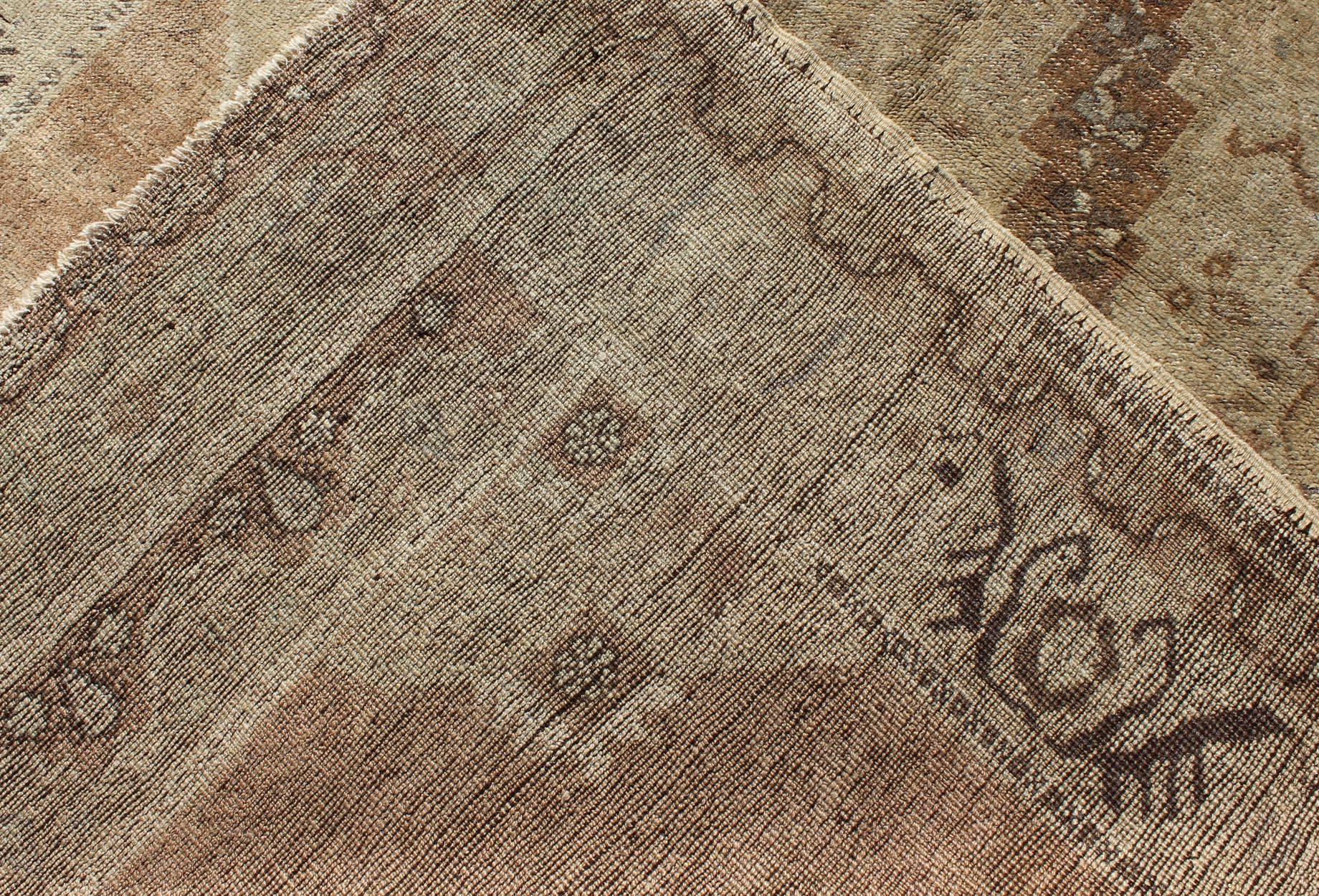 Mid-20th Century Vintage Oushak Rug with Neutral Colors