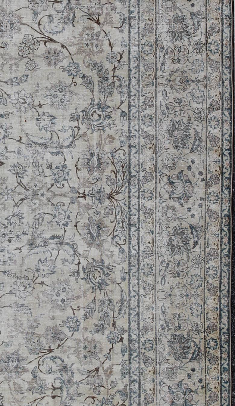 Hand-Knotted Persian Tabriz Rug with All-Over Floral Design For Sale