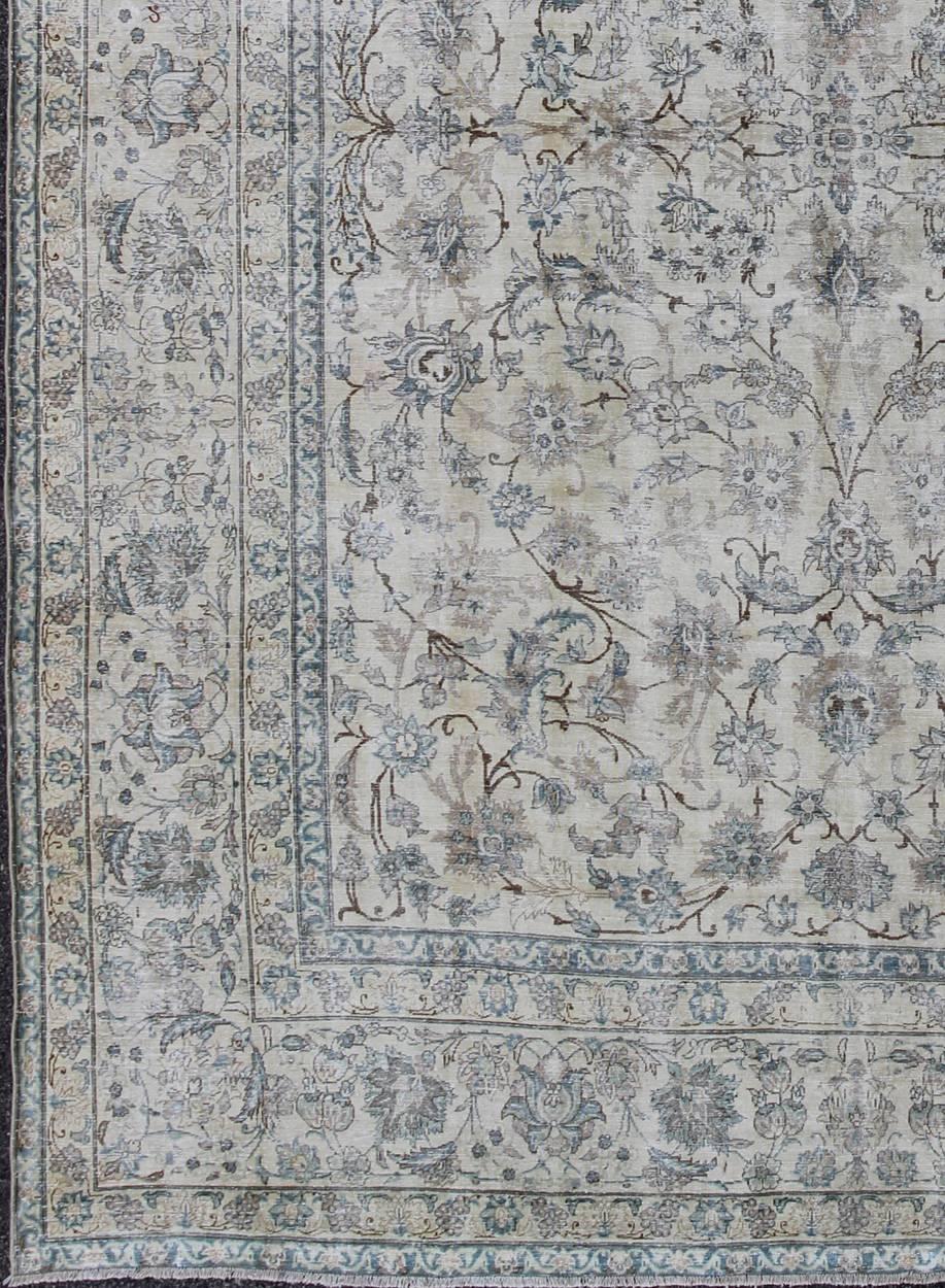 Turkish Persian Tabriz Rug with All-Over Floral Design For Sale