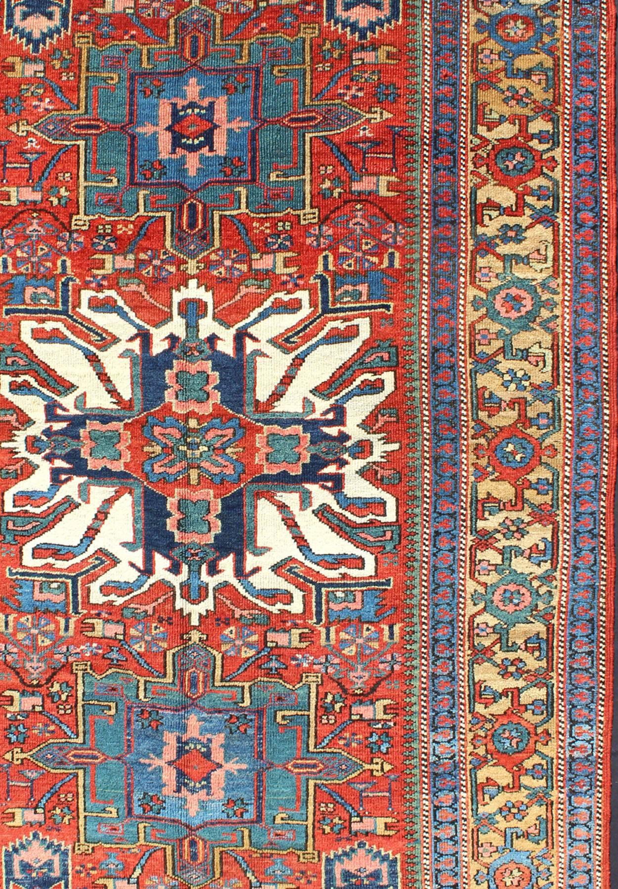 Antique Persian Karajeh-Serapi with Tribal Design In Excellent Condition For Sale In Atlanta, GA