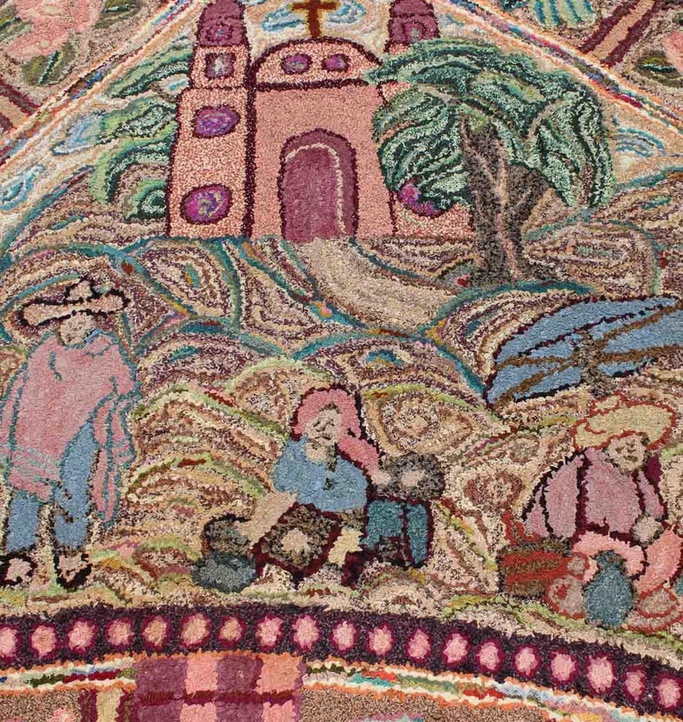 Vintage Large American Hook Rug For Sale at 1stdibs