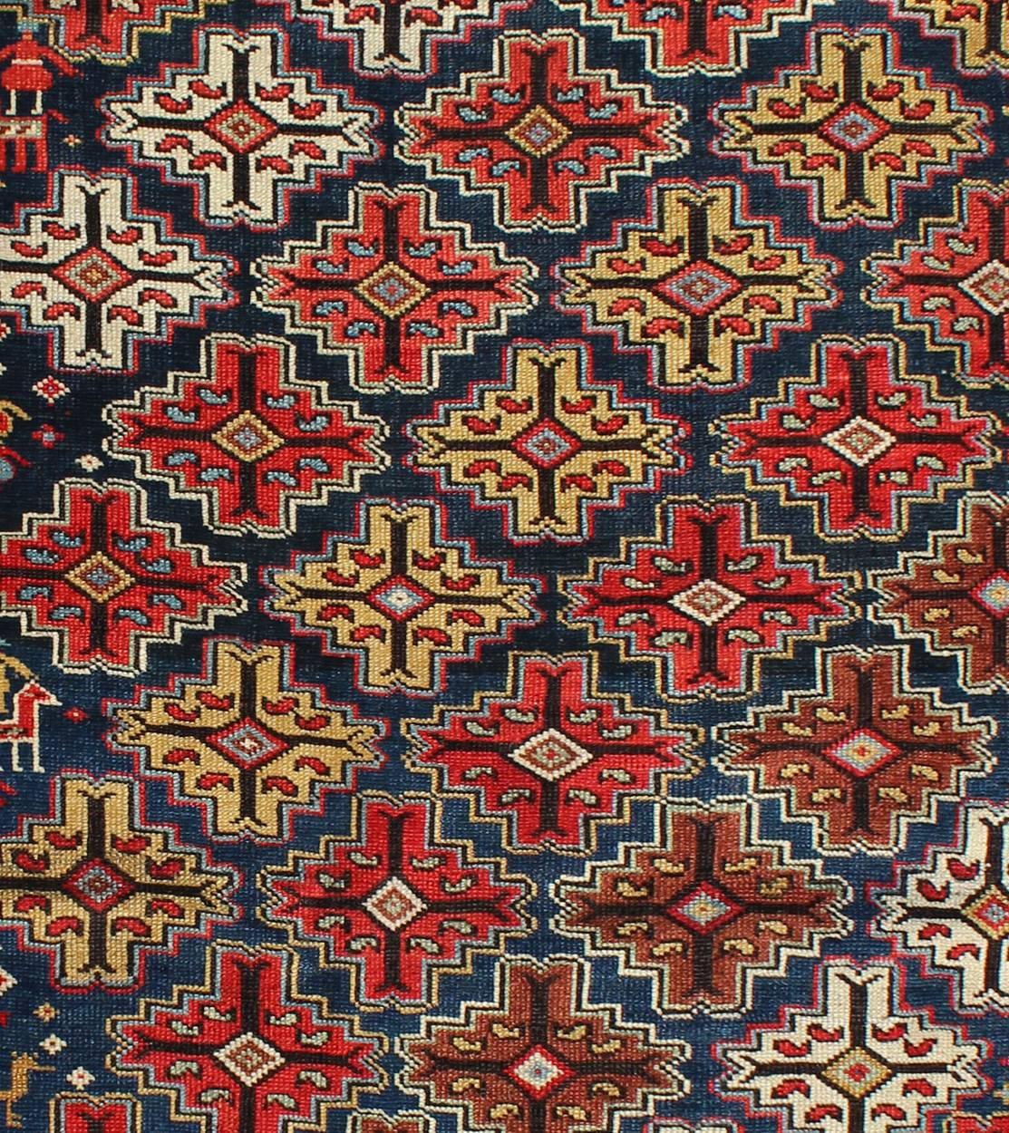 Hand-Knotted Antique Caucasian Shirvan Rug