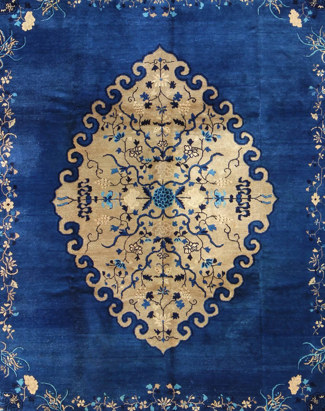 royal blue and gold rug