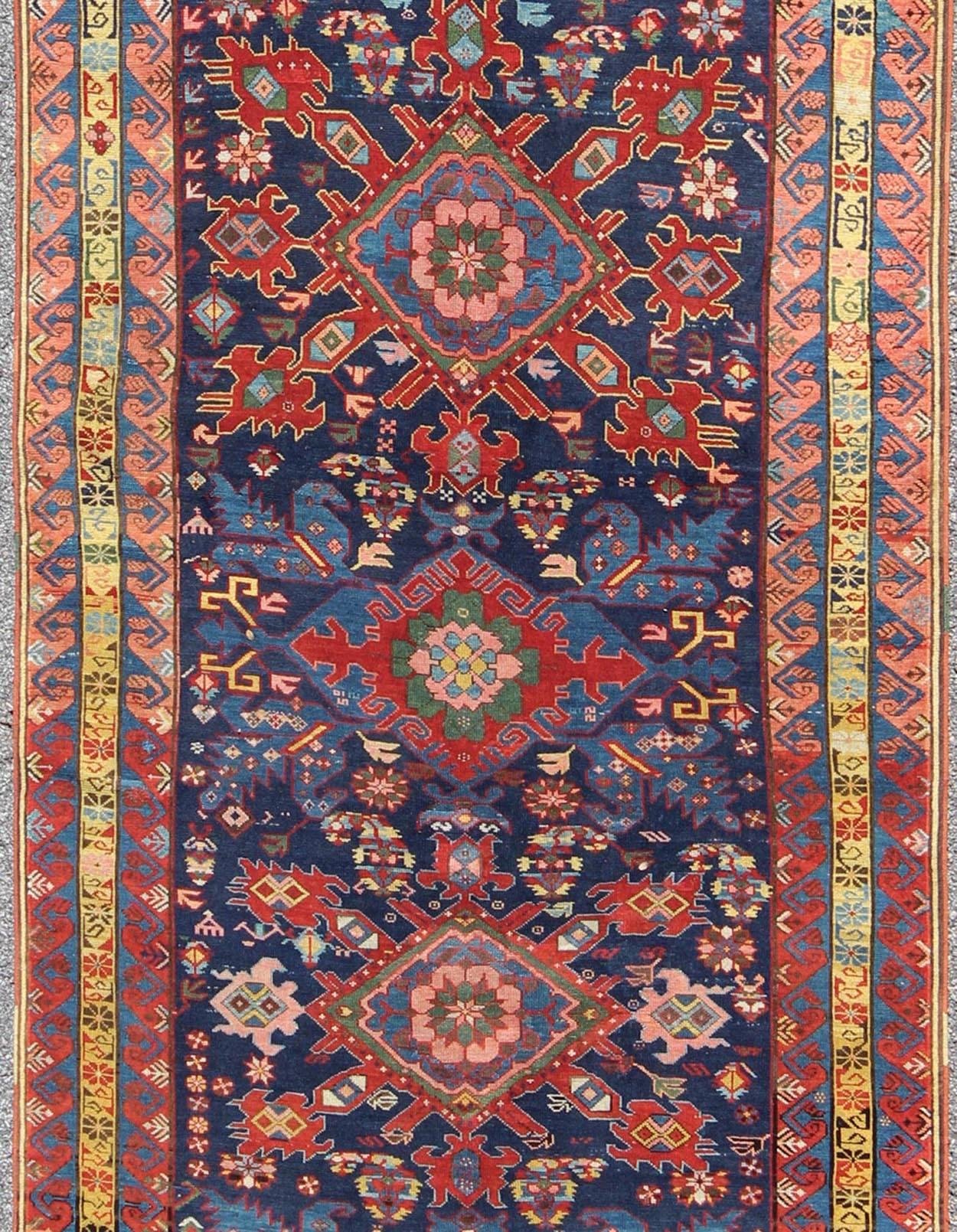 Armenian Amazing Antique Caucasian Seychour Rug with Diamond Medallions in Rich Colors For Sale
