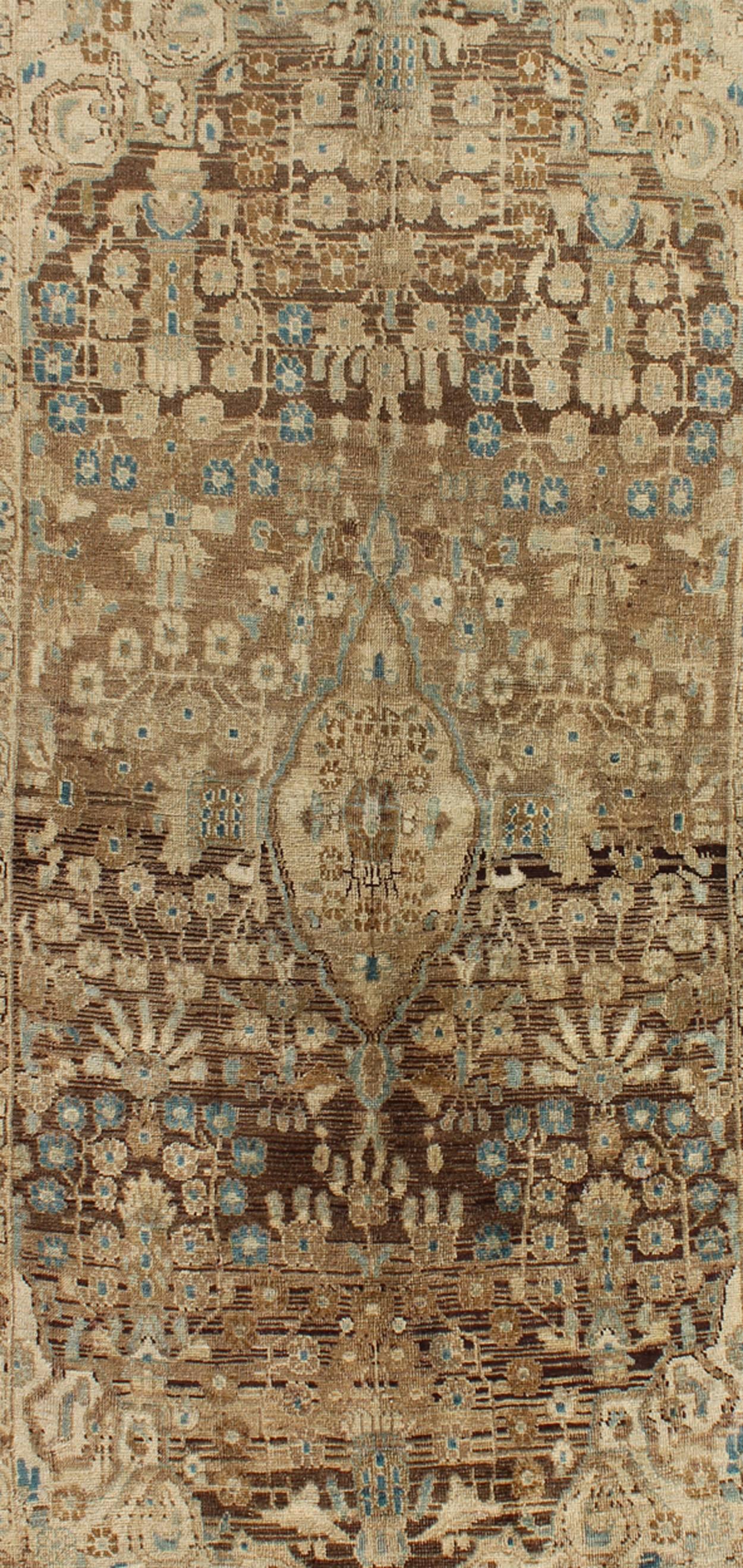 Sultanabad Persian Mahal Rug with Brown and Blue