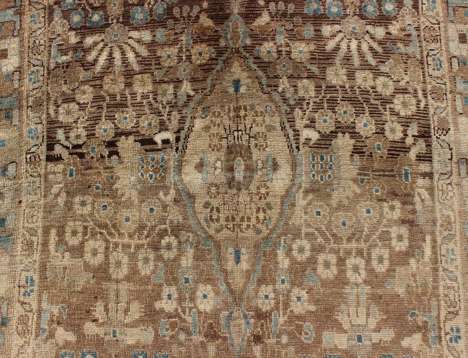 20th Century Persian Mahal Rug with Brown and Blue