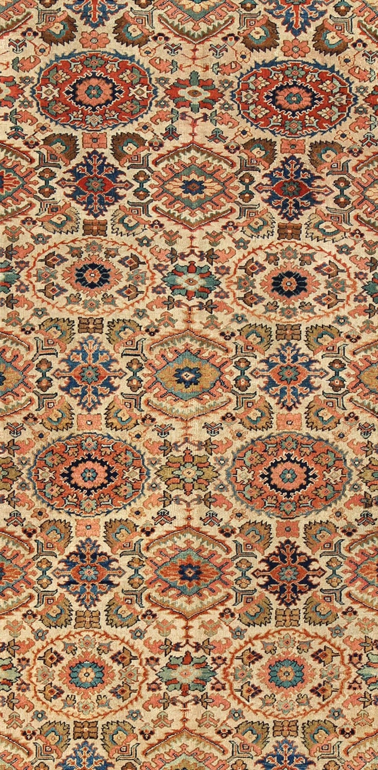 Antique Persian Sultanabad Rug with All Over Sub Geometric Design In