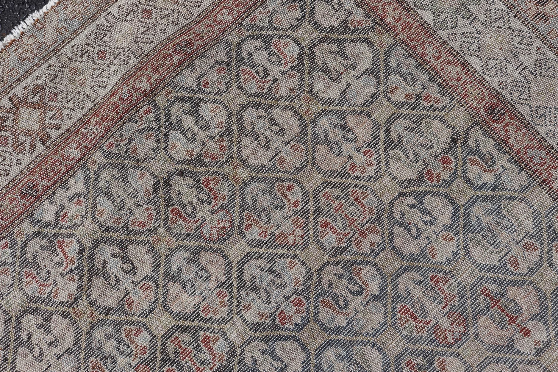 Antico runner persiano Malayer con design amplesso in blu tenue 3'8 x 9'10 in vendita 3