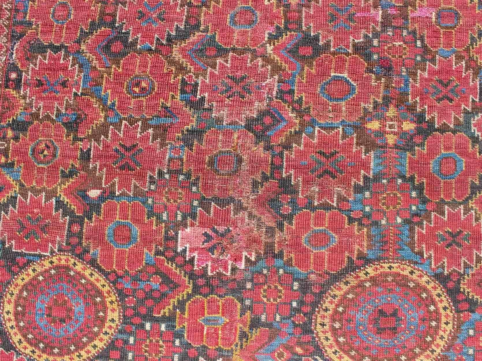Late 19th Century Rare 19th Century Antique Beshir Long Gallery Rug in Unique Colors For Sale