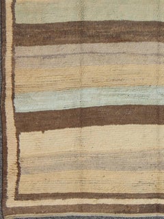 Vintage Turkish Tulu Rug In Soft Neutrals, Cream, Cocoa, and Sky Blue